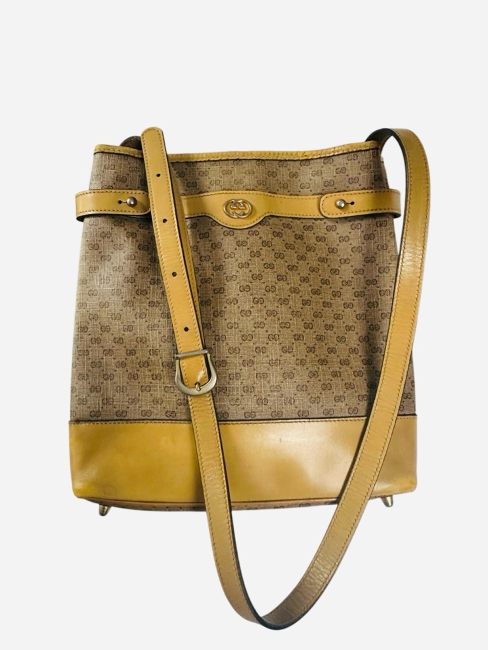 Gucci Yellow and Tan Monogram Shoulder Bag - Picture 4 of 12